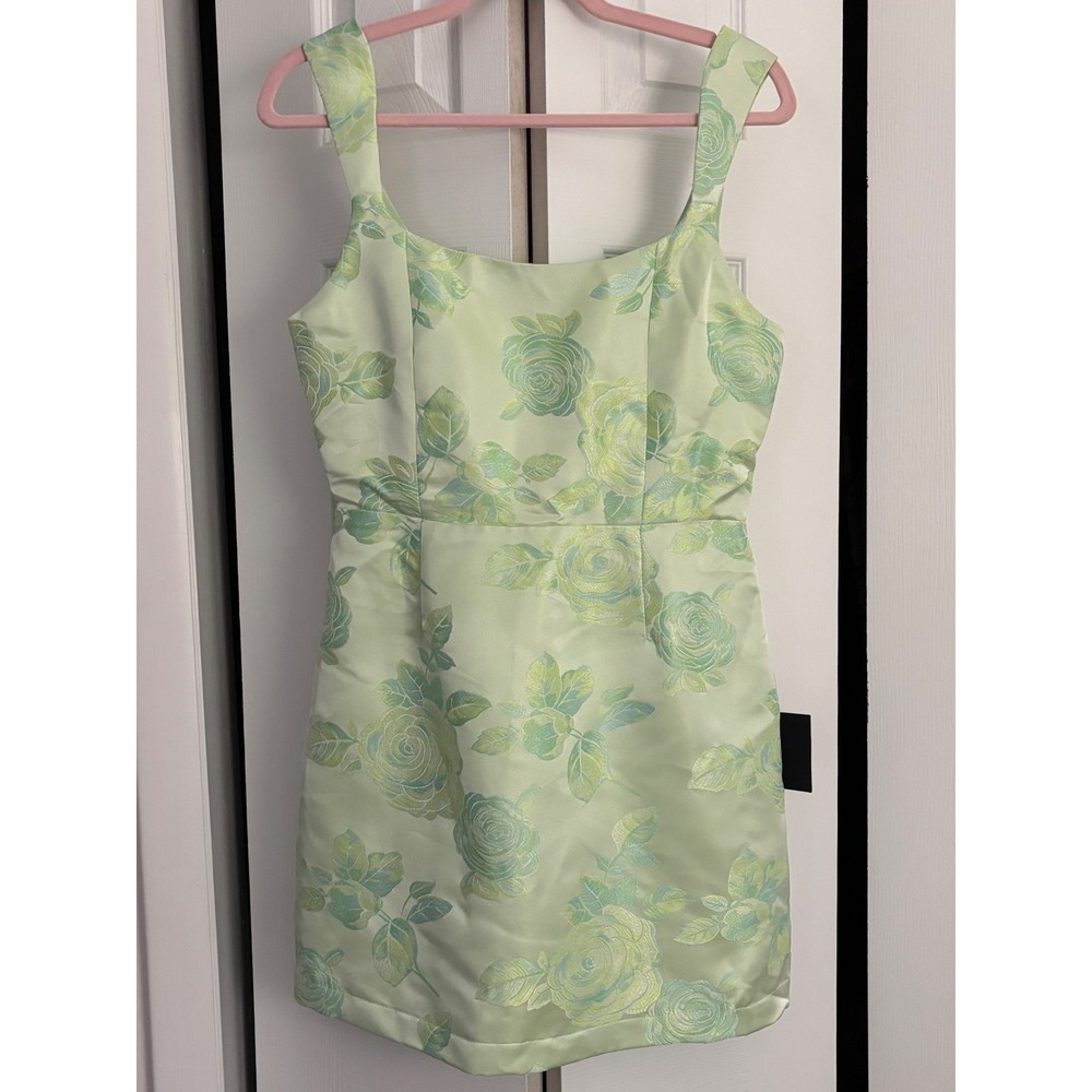 NWT Lulus Brighter Side Floral Jacquard Mini Dress M MSRP $69 Green - Picture 6 of 12